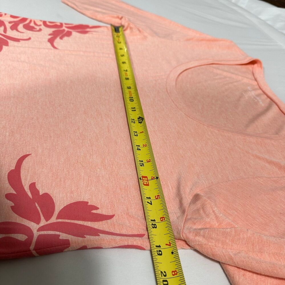 Soft Surroundings Jersey Tunic Top Womens Large Tropical Peach Floral Scoop Neck - Picture 8 of 13